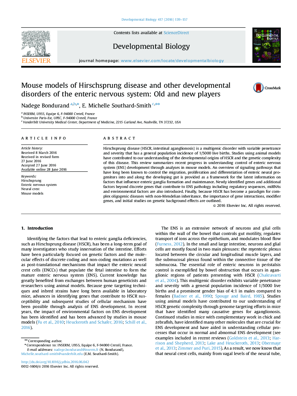 Mouse models of Hirschsprung disease and other developmental disorders of the enteric nervous system: Old and new players