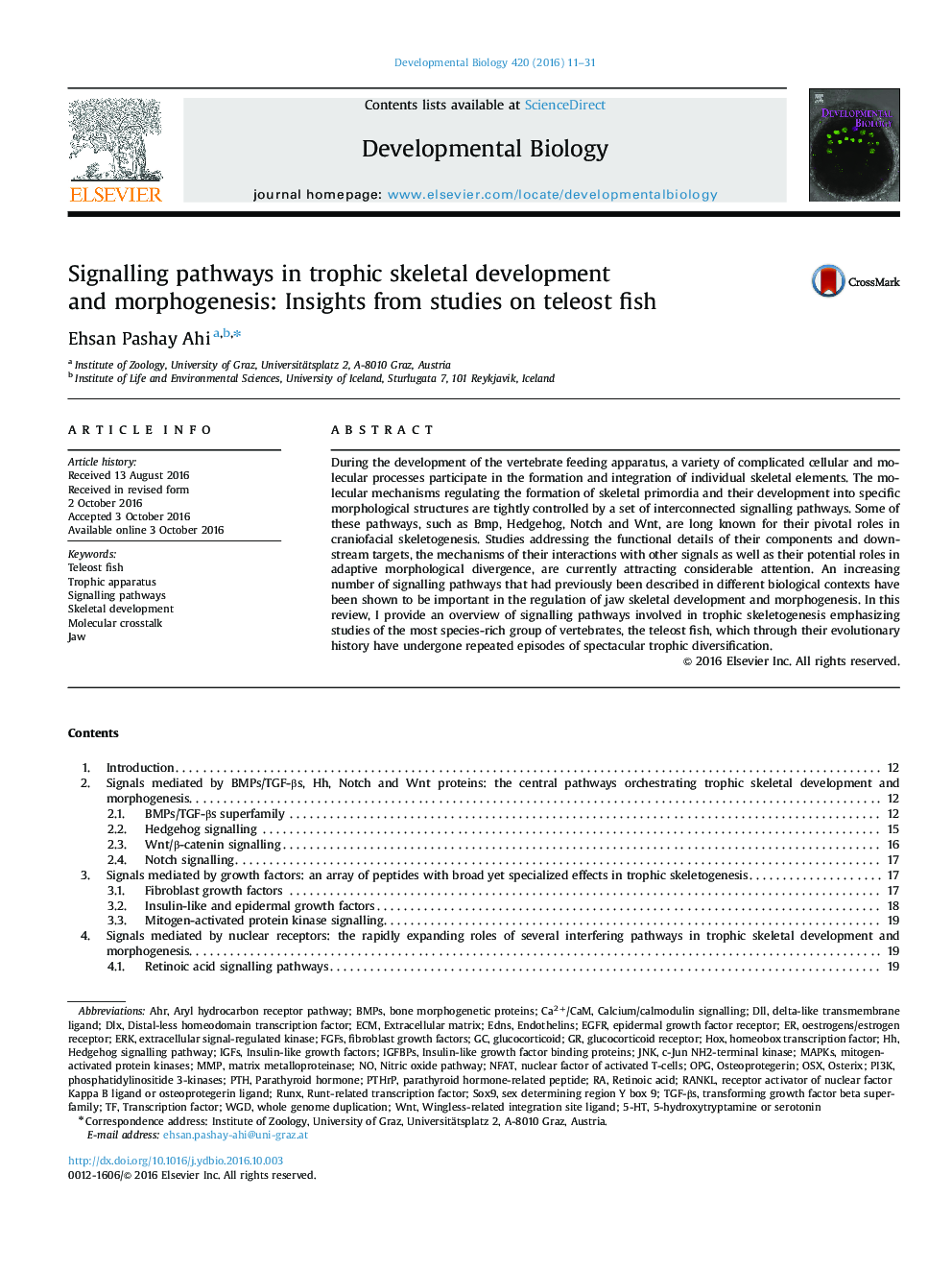 مسیرهای سیگنالینگ در توسعه و مورفوژنز اسکلتی تروفیک: بینش از مطالعات در مورد ماهیهای تلهوست 
