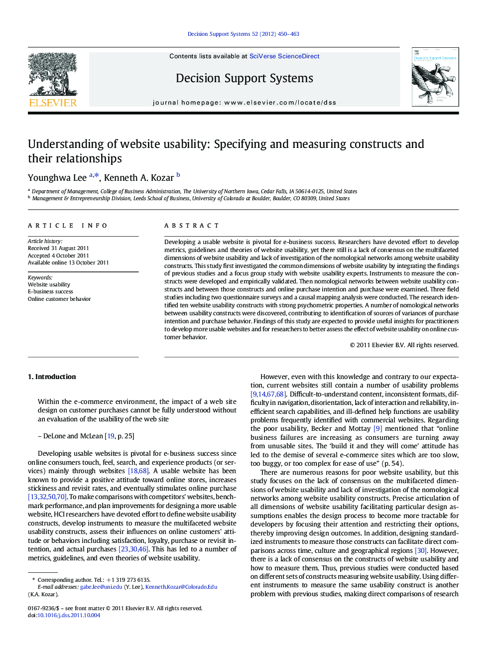 Understanding of website usability: Specifying and measuring constructs and their relationships