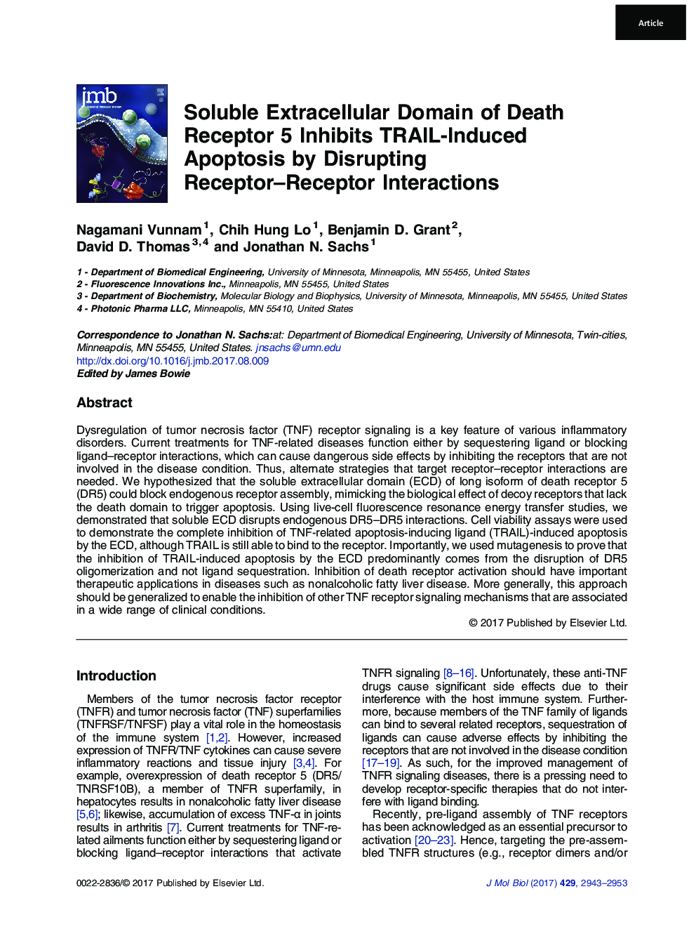 Soluble Extracellular Domain of Death Receptor 5 Inhibits TRAIL-Induced Apoptosis by Disrupting Receptor-Receptor Interactions