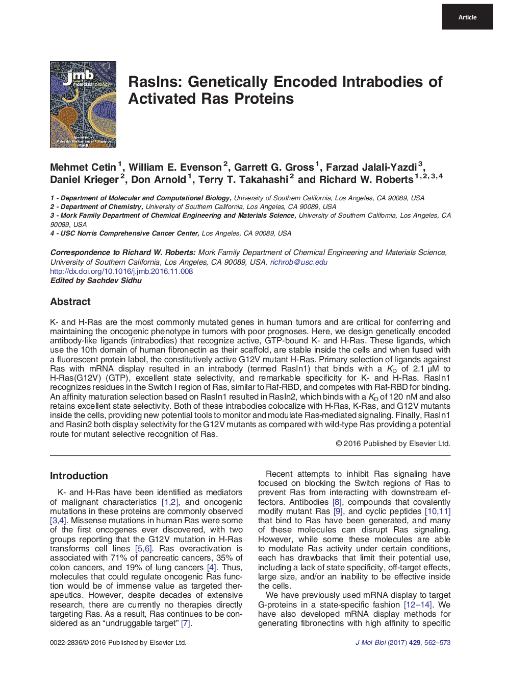 RasIns: Genetically Encoded Intrabodies of Activated Ras Proteins