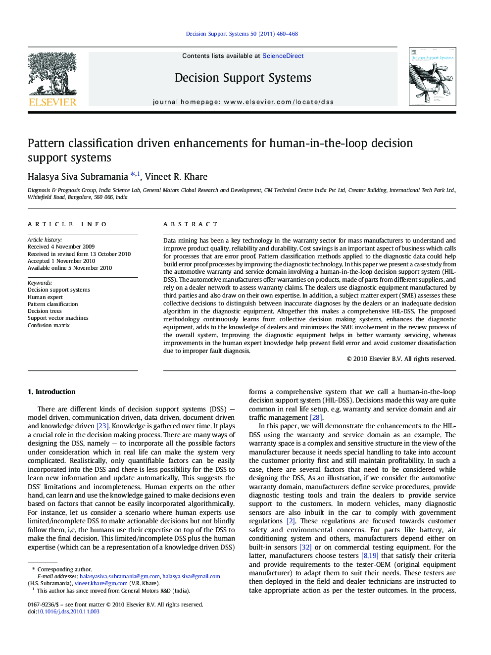 Pattern classification driven enhancements for human-in-the-loop decision support systems