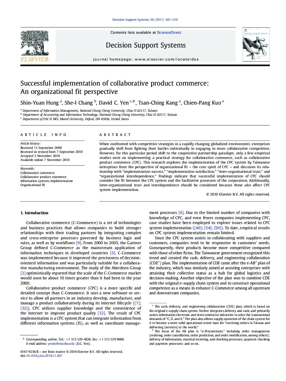 Successful implementation of collaborative product commerce: An organizational fit perspective