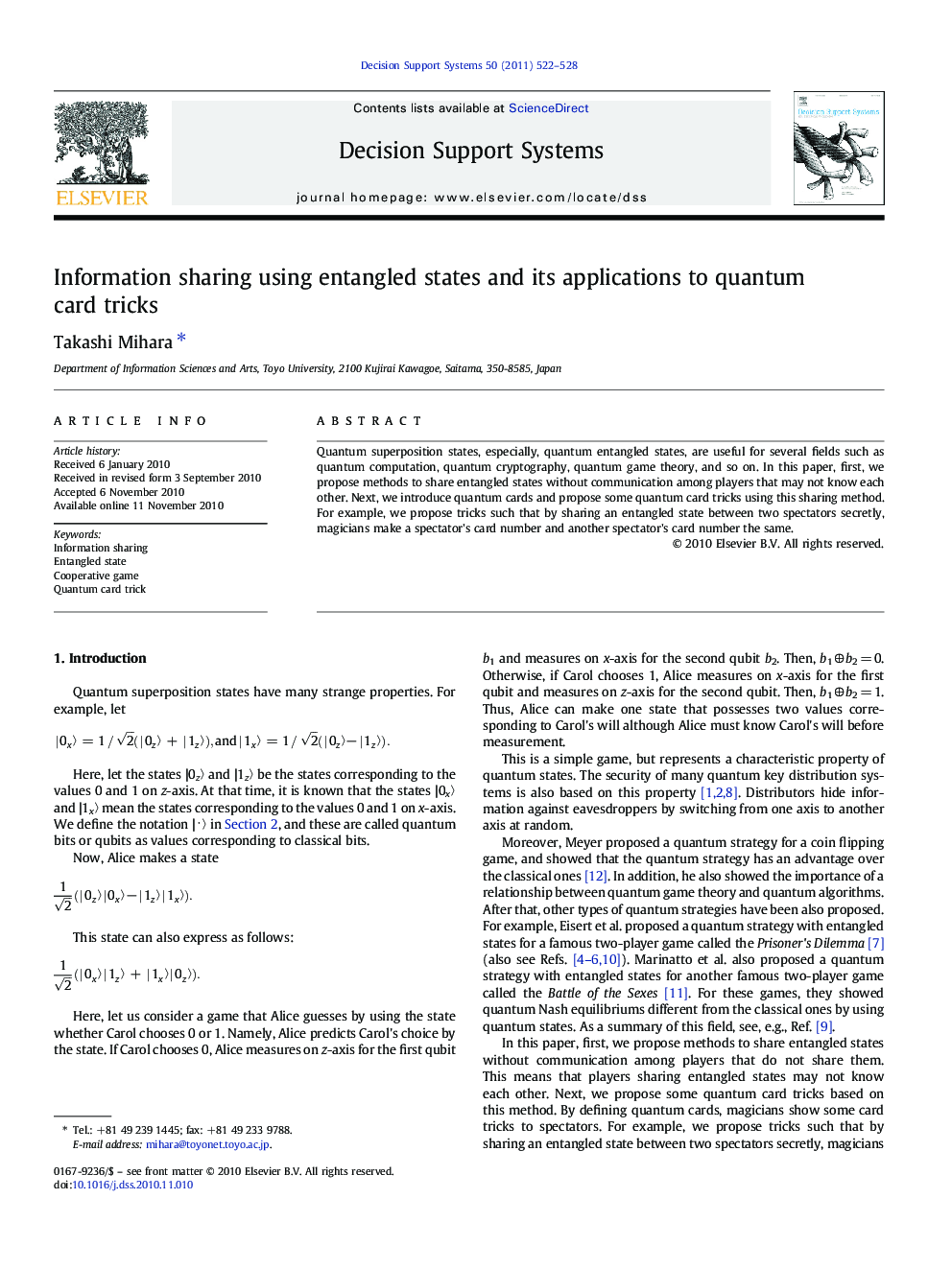 Information sharing using entangled states and its applications to quantum card tricks