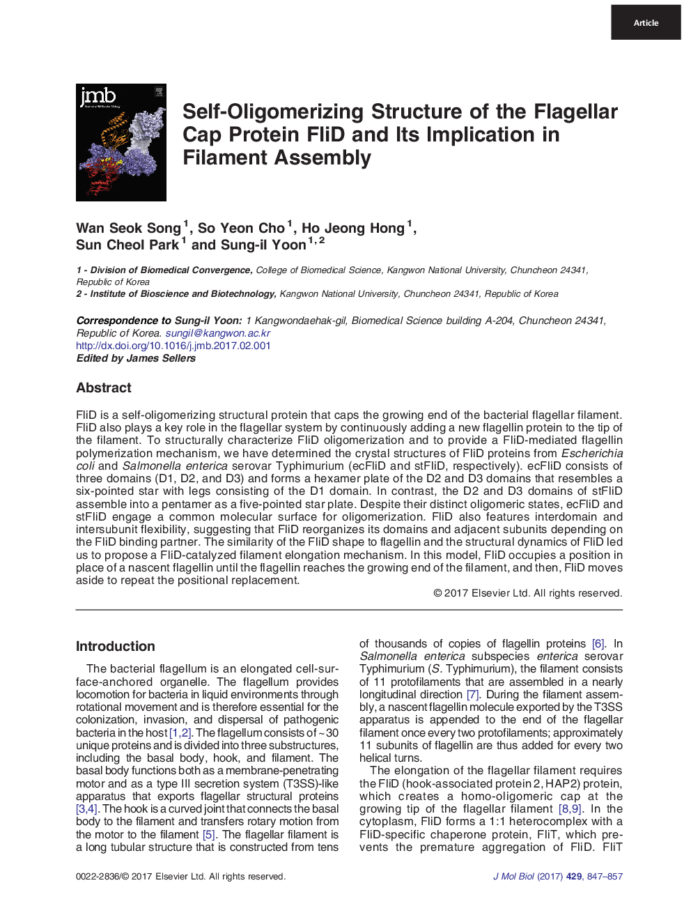 Self-Oligomerizing Structure of the Flagellar Cap Protein FliD and Its Implication in Filament Assembly