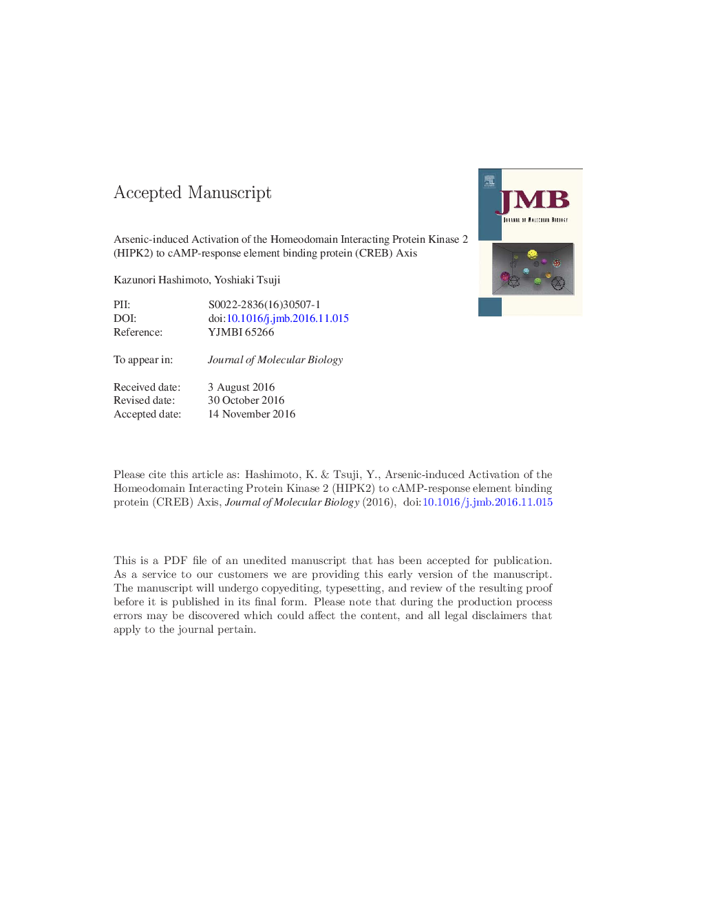 Arsenic-Induced Activation of the Homeodomain-Interacting Protein Kinase 2 (HIPK2) to cAMP-Response Element Binding Protein (CREB) Axis