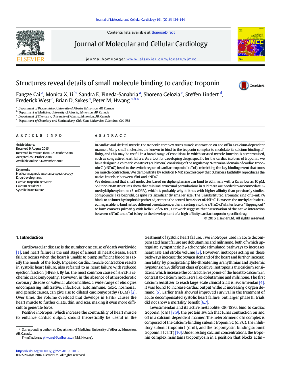 Structures reveal details of small molecule binding to cardiac troponin