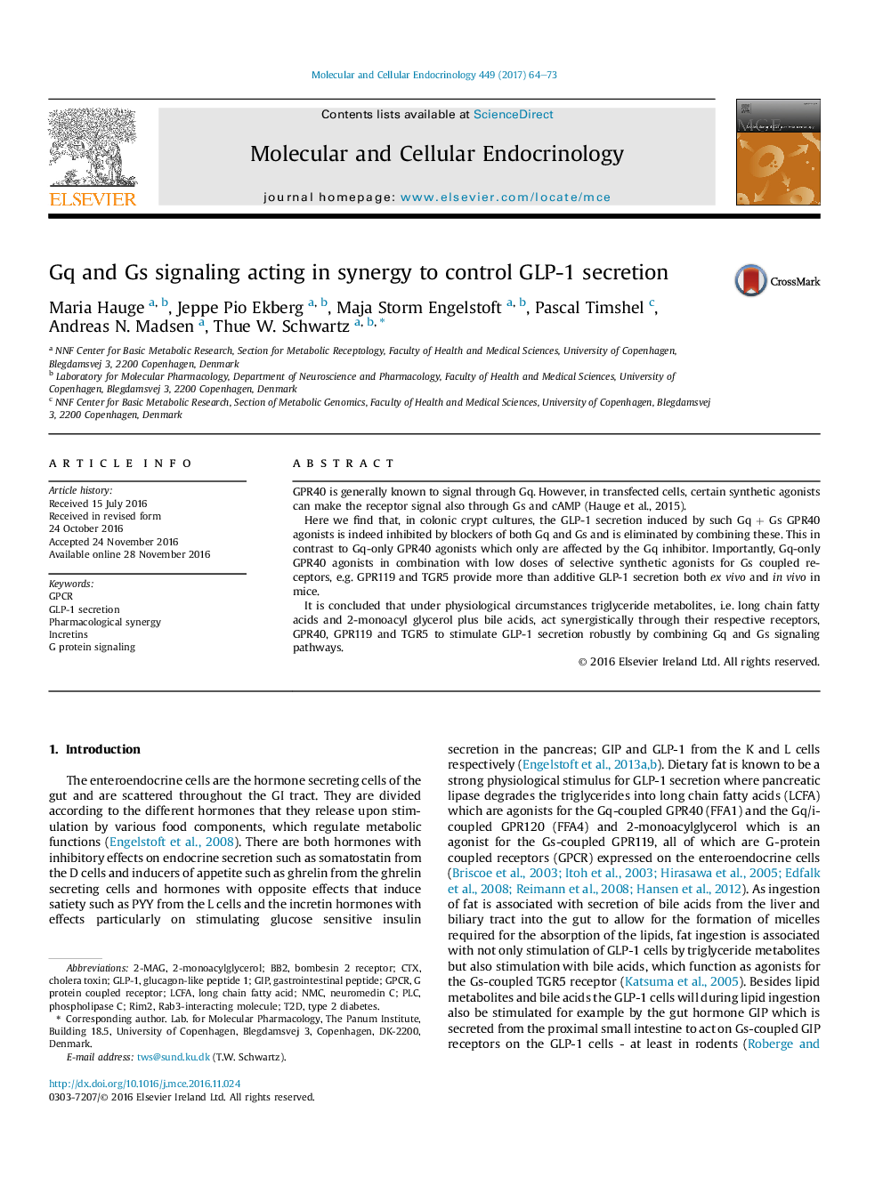 Gq and Gs signaling acting in synergy to control GLP-1 secretion