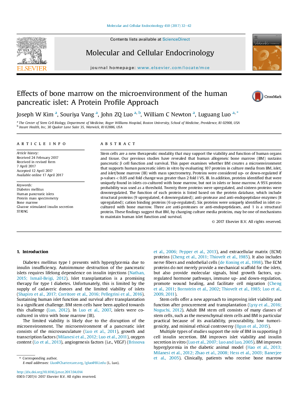 Effects of bone marrow on the microenvironment of the human pancreatic islet: A Protein Profile Approach