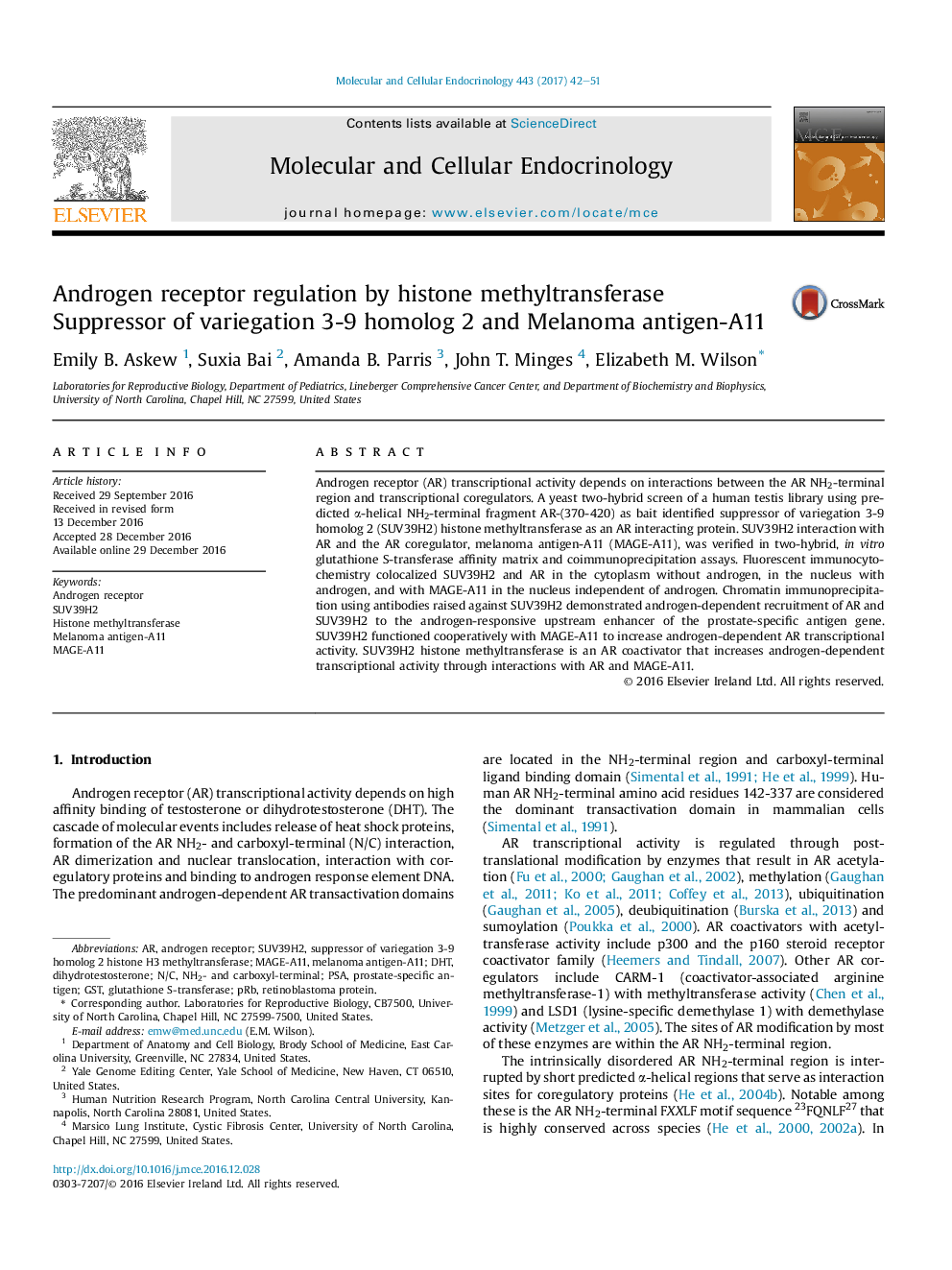 Androgen receptor regulation by histone methyltransferase Suppressor of variegation 3-9 homolog 2 and Melanoma antigen-A11