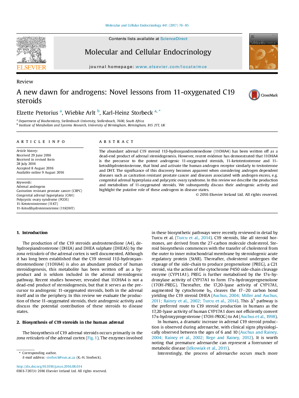 ReviewA new dawn for androgens: Novel lessons from 11-oxygenated C19 steroids