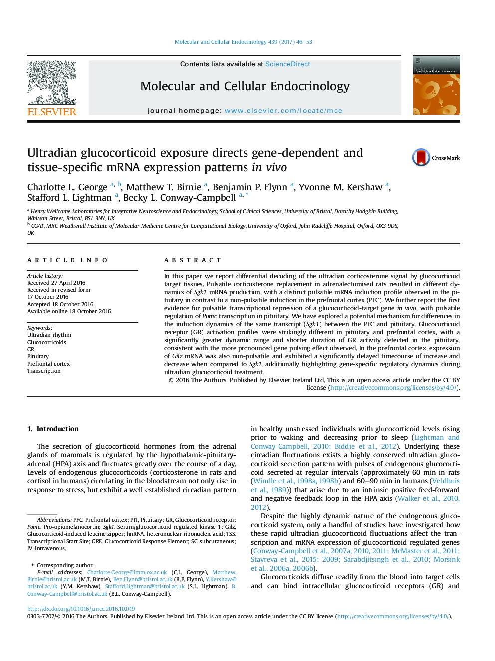 Ultradian glucocorticoid exposure directs gene-dependent and tissue-specific mRNA expression patterns inÂ vivo