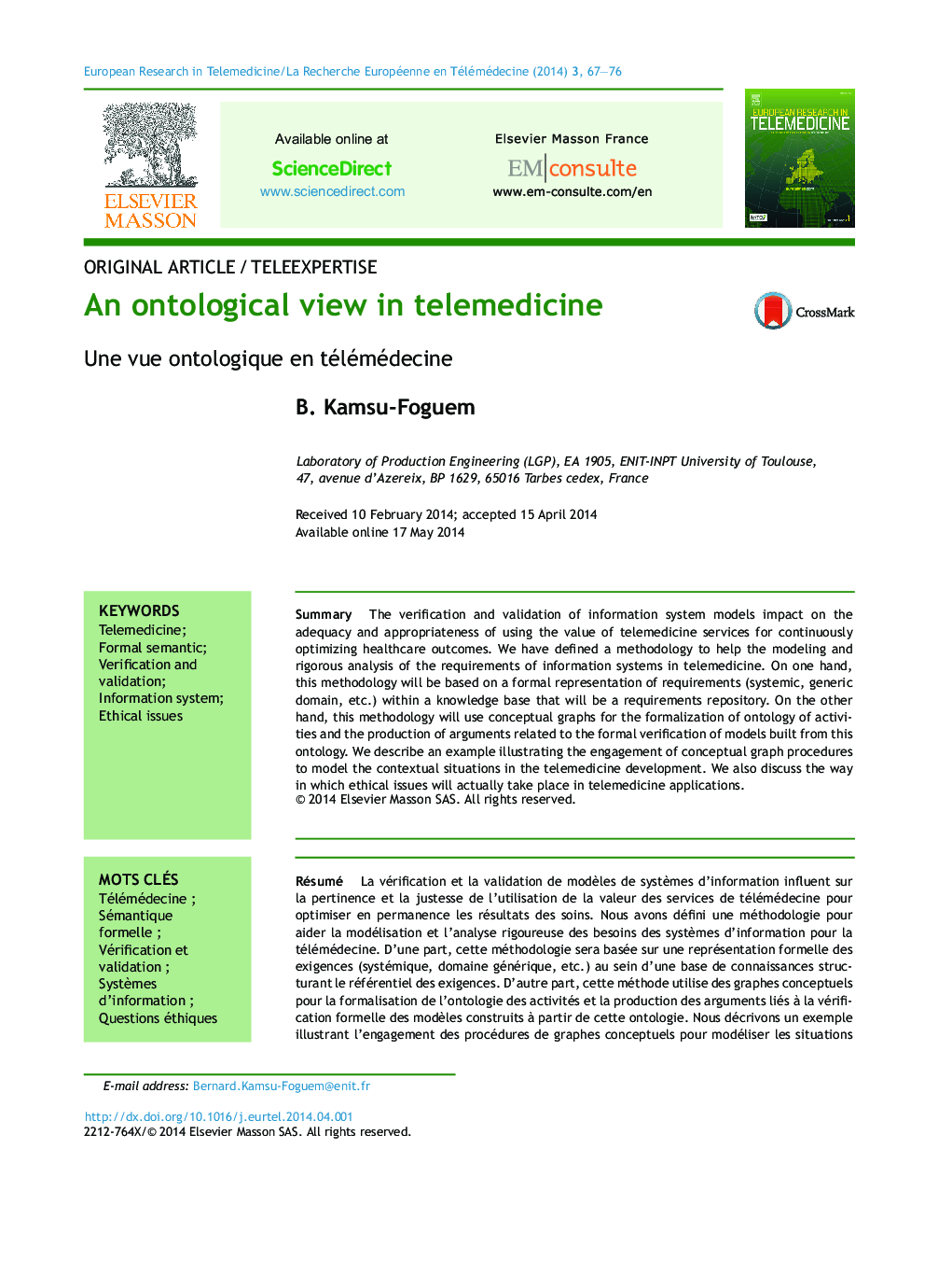 An ontological view in telemedicine