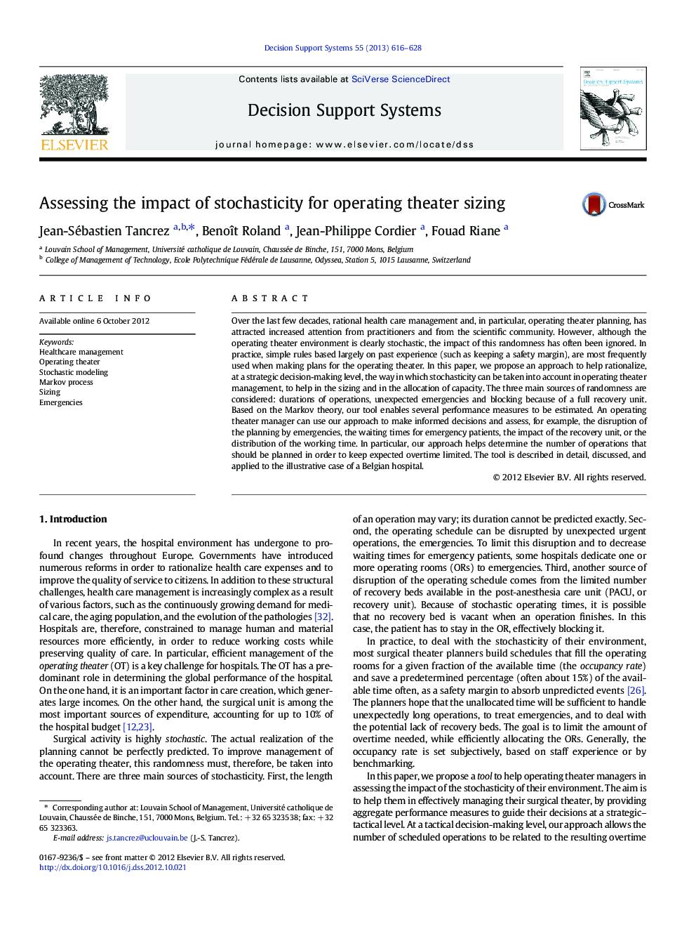 Assessing the impact of stochasticity for operating theater sizing