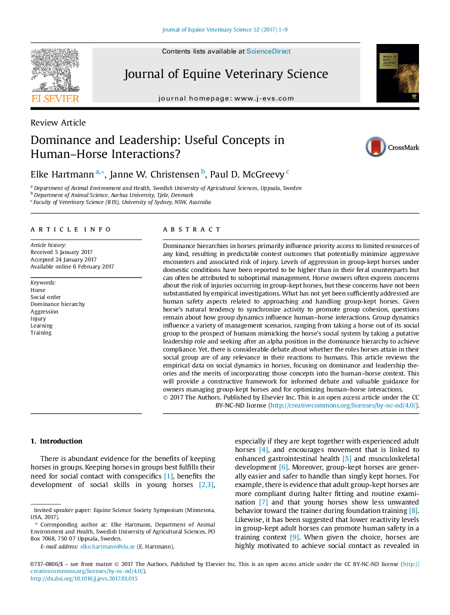 Dominance and Leadership: Useful Concepts in Human-Horse Interactions?