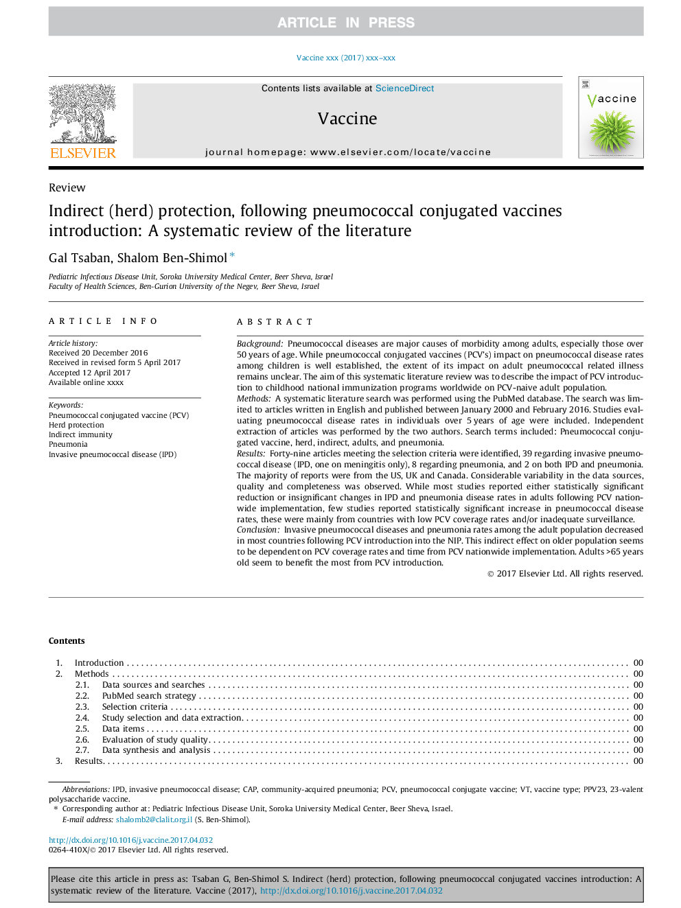 Indirect (herd) protection, following pneumococcal conjugated vaccines introduction: A systematic review of the literature