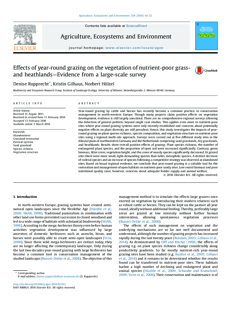 Effects of year-round grazing on the vegetation of nutrient-poor grass- and heathlands-Evidence from a large-scale survey