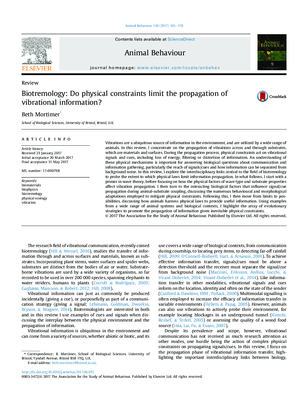 Biotremology: Do physical constraints limit the propagation of vibrational information?