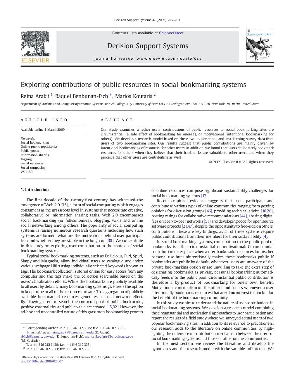 Exploring contributions of public resources in social bookmarking systems