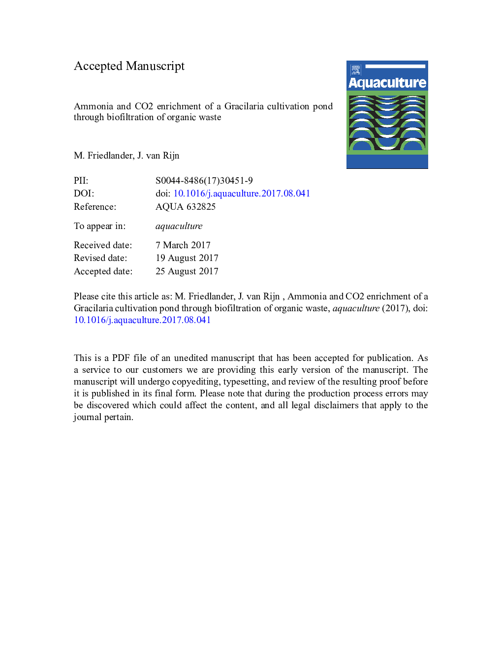 Ammonia and CO2 enrichment of a Gracilaria cultivation pond through biofiltration of organic waste