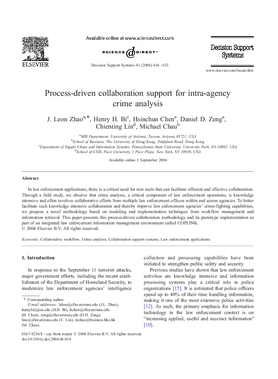 Process-driven collaboration support for intra-agency crime analysis