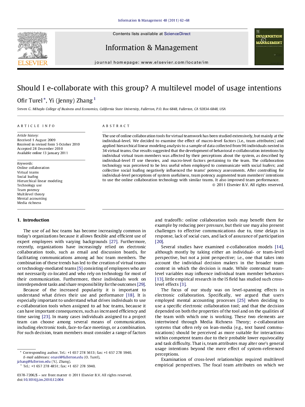 Should I e-collaborate with this group? A multilevel model of usage intentions