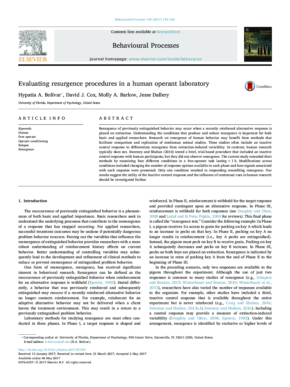 Evaluating resurgence procedures in a human operant laboratory