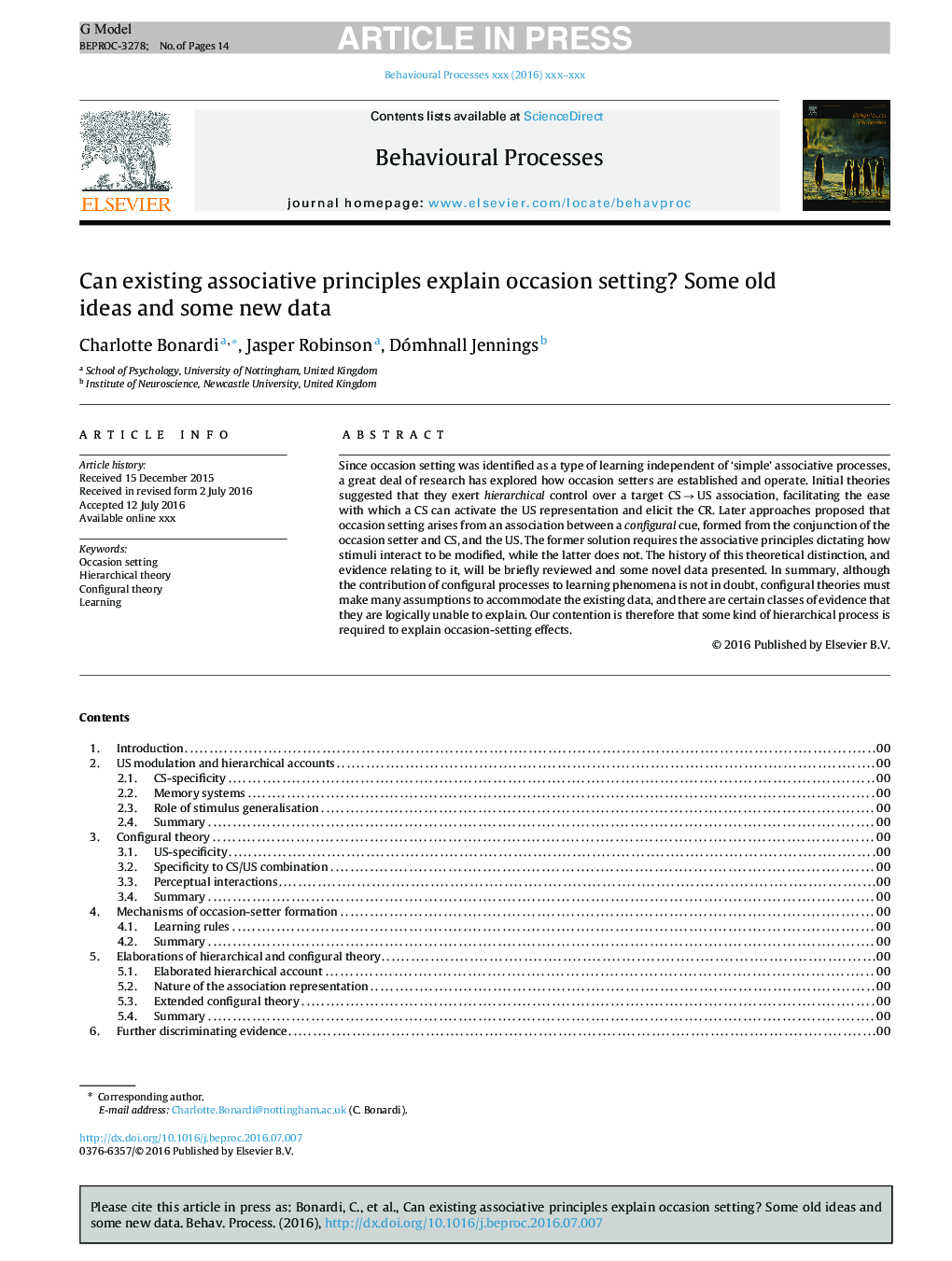 Can existing associative principles explain occasion setting? Some old ideas and some new data