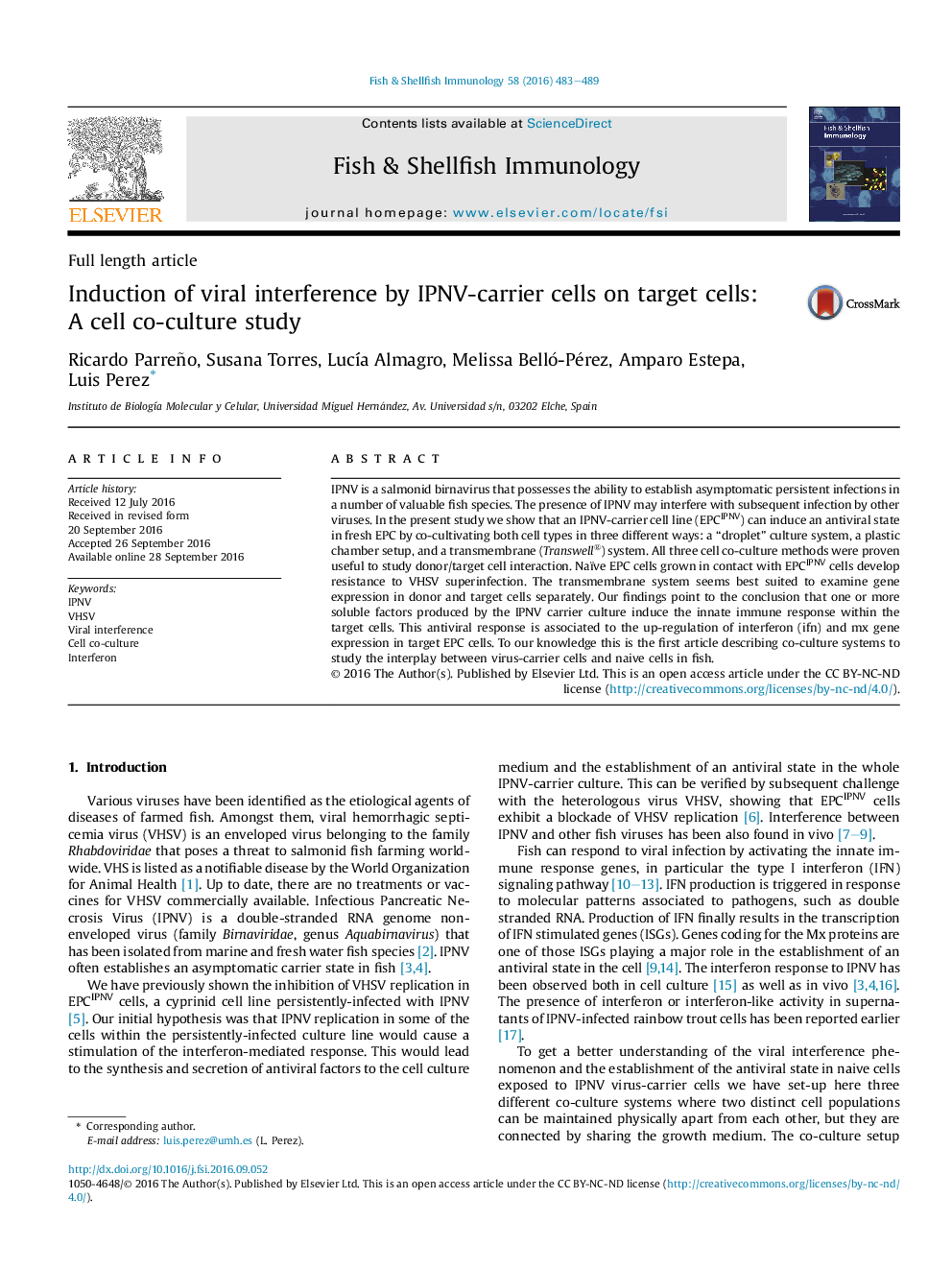 Induction of viral interference by IPNV-carrier cells on target cells: AÂ cell co-culture study