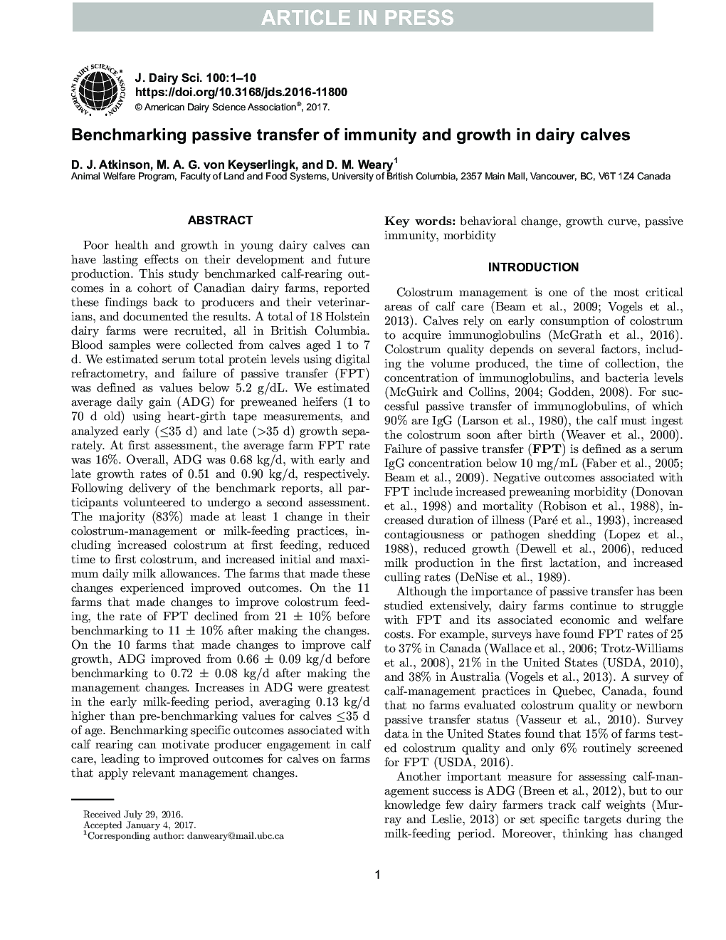 ارزیابی انتقال غیرفعال مصونیت و رشد گوساله های شیری 