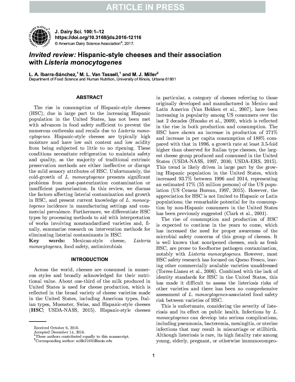 Invited review: Hispanic-style cheeses and their association with Listeria monocytogenes