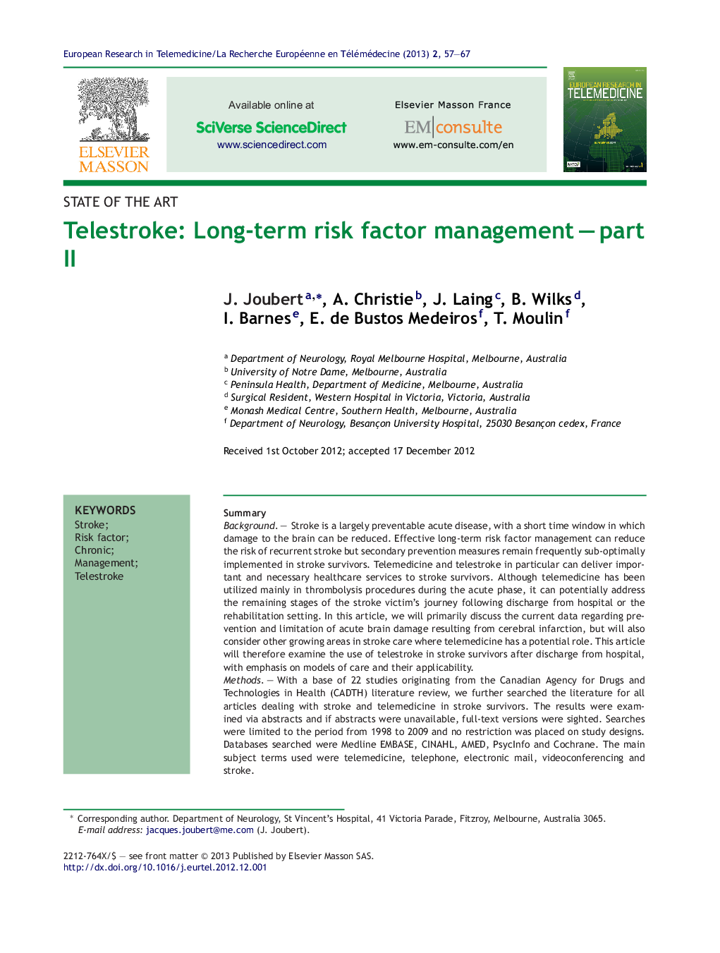 Telestroke: Long-term risk factor management – part II