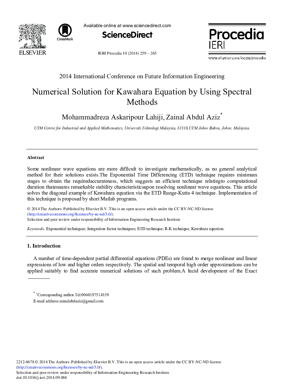 Numerical Solution for Kawahara Equation by Using Spectral Methods 