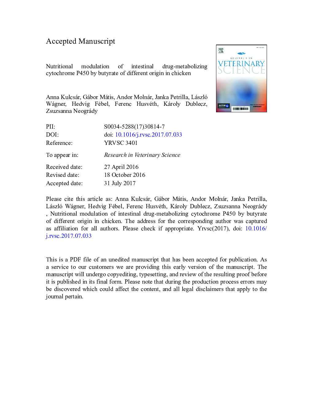 Nutritional modulation of intestinal drug-metabolizing cytochrome P450 by butyrate of different origin in chicken