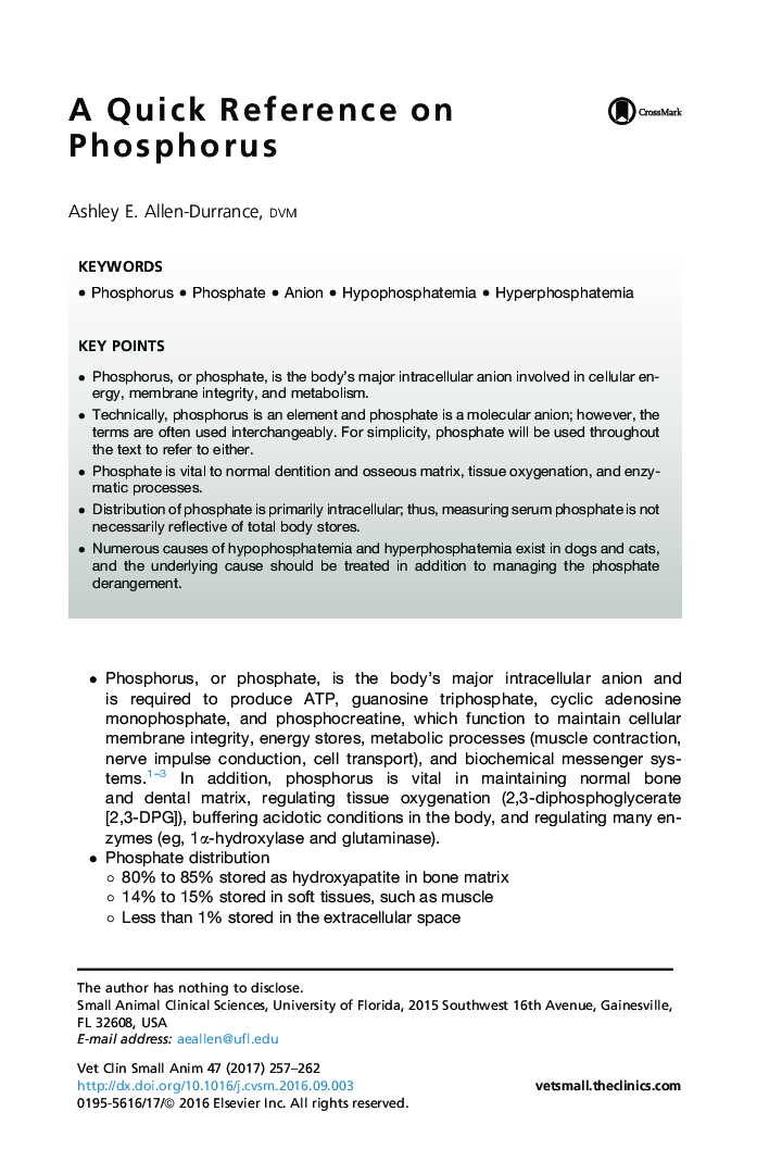 A Quick Reference on Phosphorus