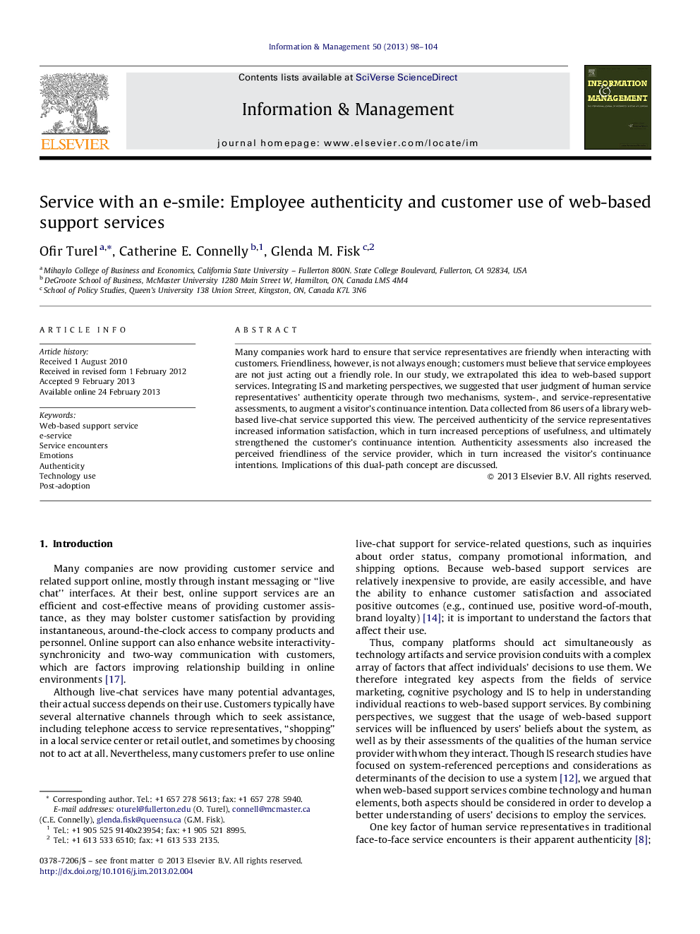 Service with an e-smile: Employee authenticity and customer use of web-based support services