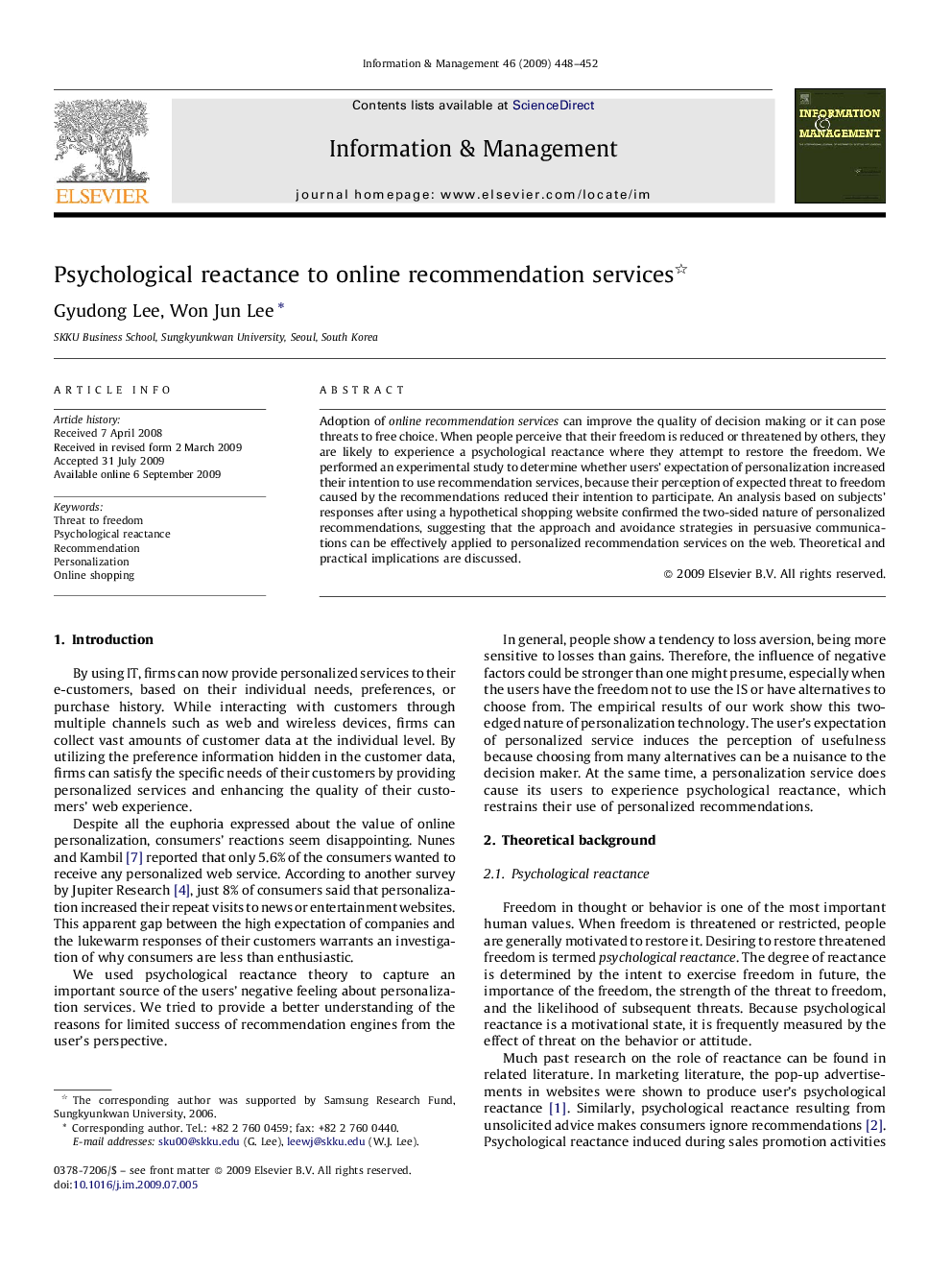 Psychological reactance to online recommendation services 