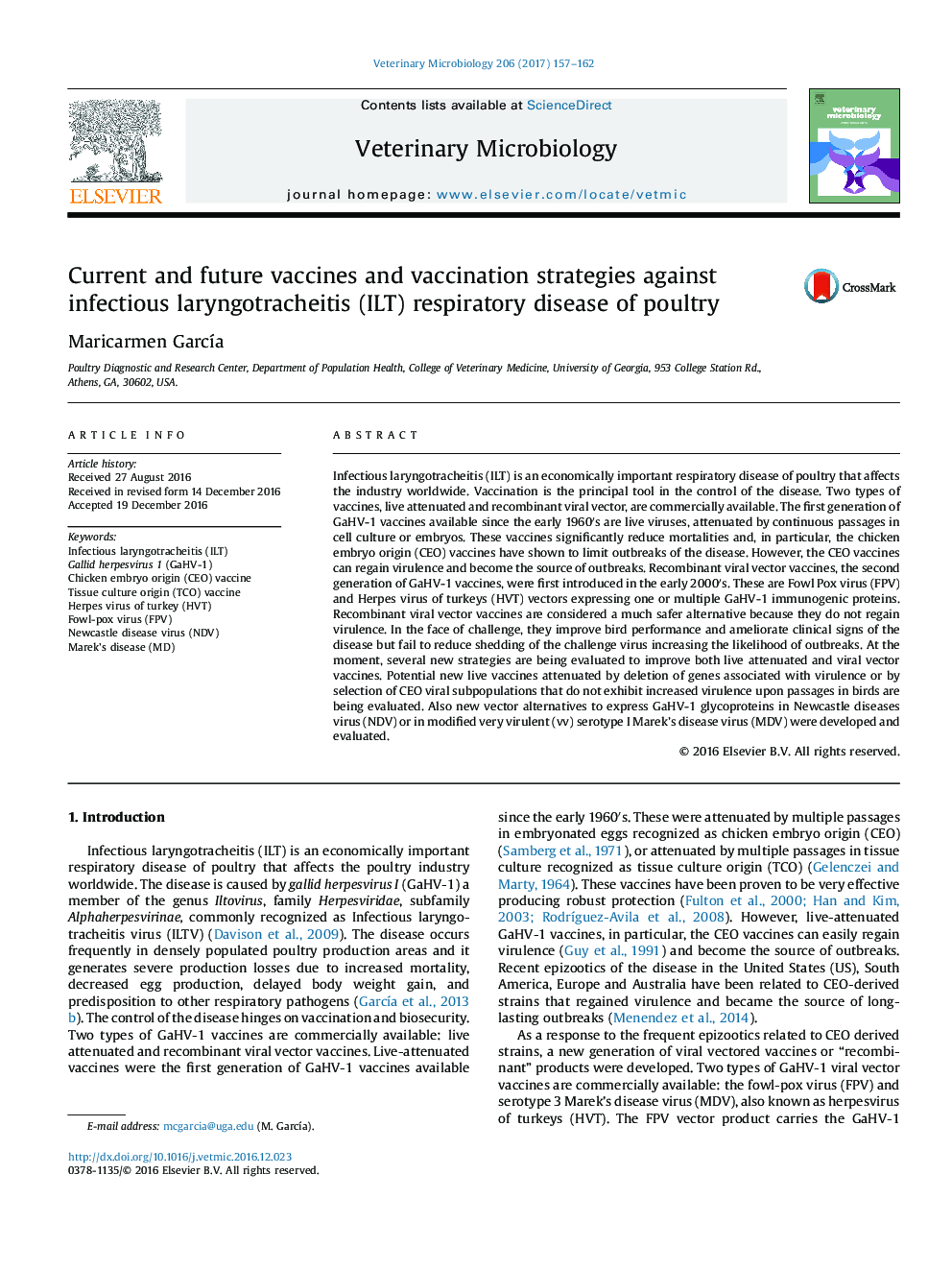 Current and future vaccines and vaccination strategies against infectious laryngotracheitis (ILT) respiratory disease of poultry