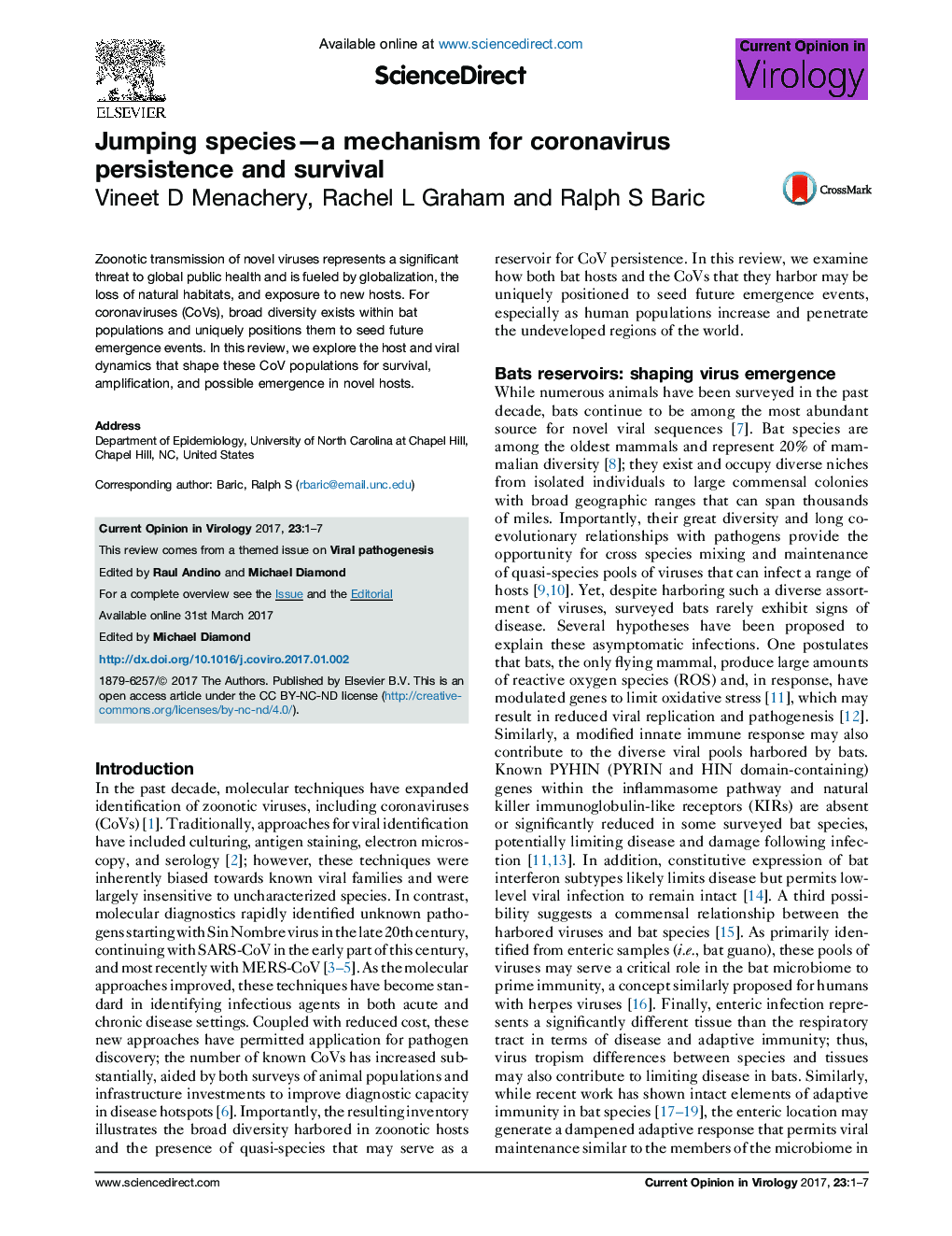 Jumping species-a mechanism for coronavirus persistence and survival