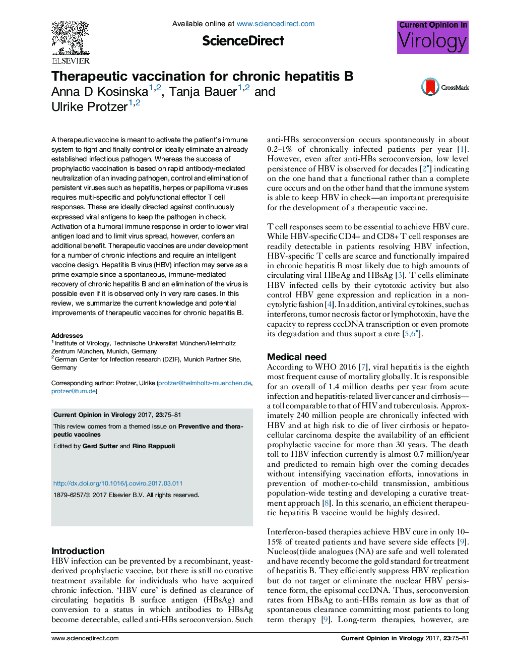 Therapeutic vaccination for chronic hepatitis B