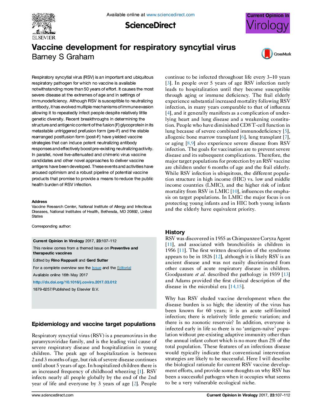 Vaccine development for respiratory syncytial virus