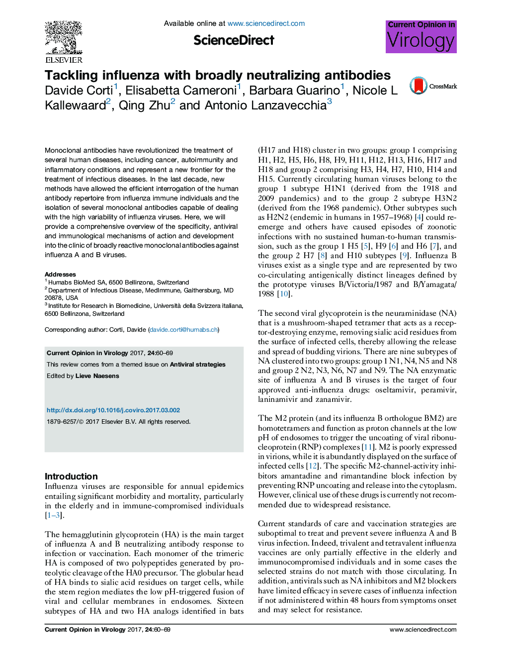 Tackling influenza with broadly neutralizing antibodies