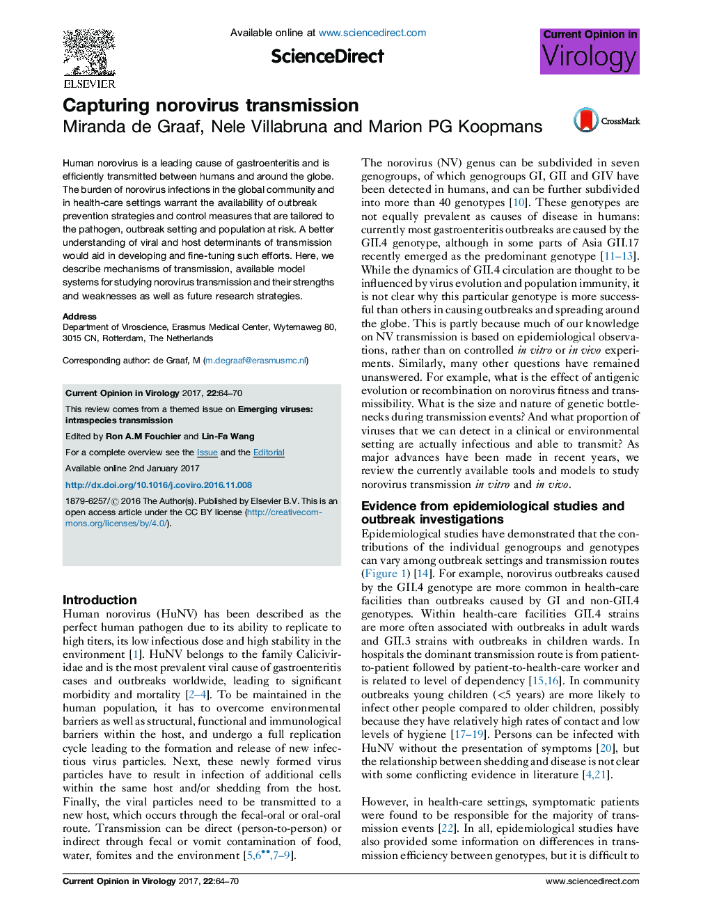 Capturing norovirus transmission