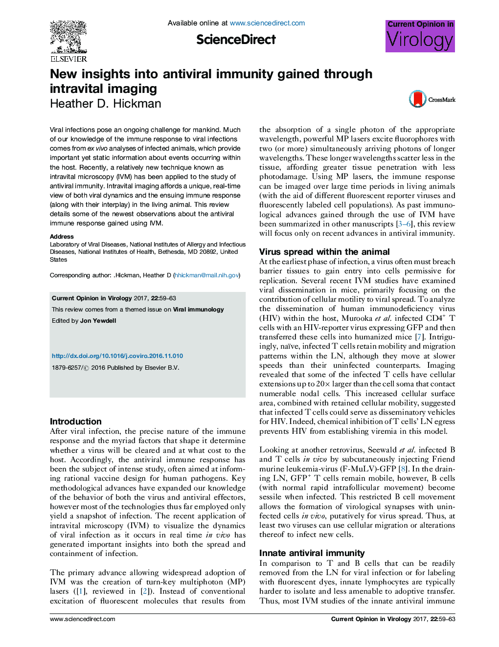 New insights into antiviral immunity gained through intravital imaging