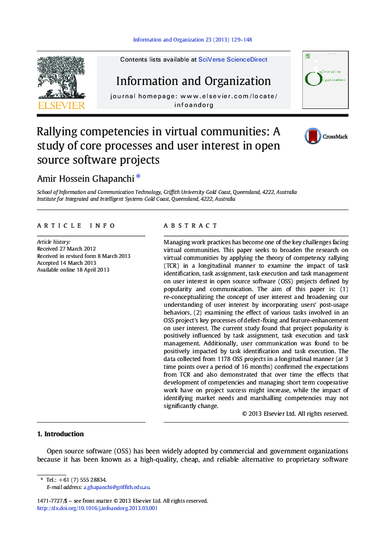 Rallying competencies in virtual communities: A study of core processes and user interest in open source software projects