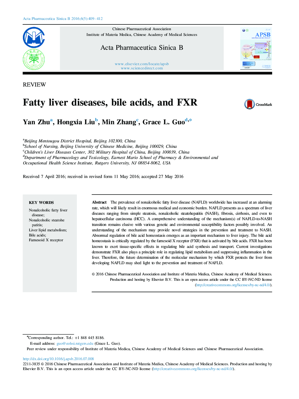 Fatty liver diseases, bile acids, and FXR