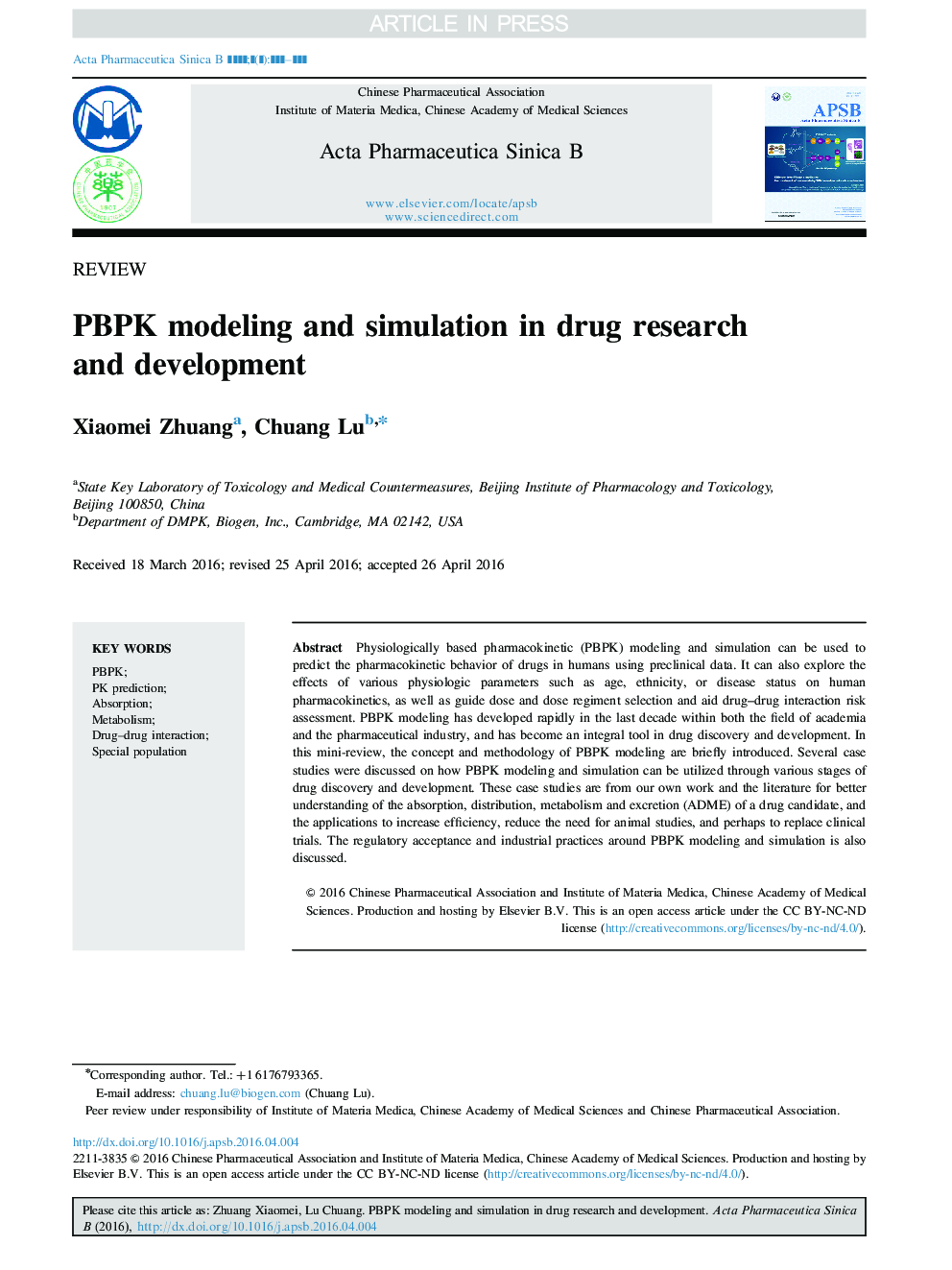 PBPK modeling and simulation in drug research and development