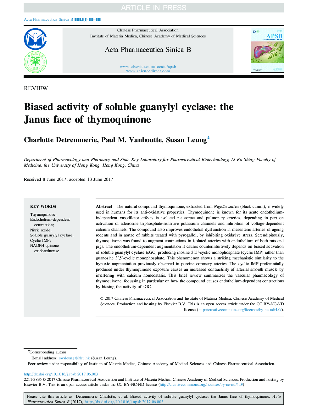 Biased activity of soluble guanylyl cyclase: the Janus face of thymoquinone