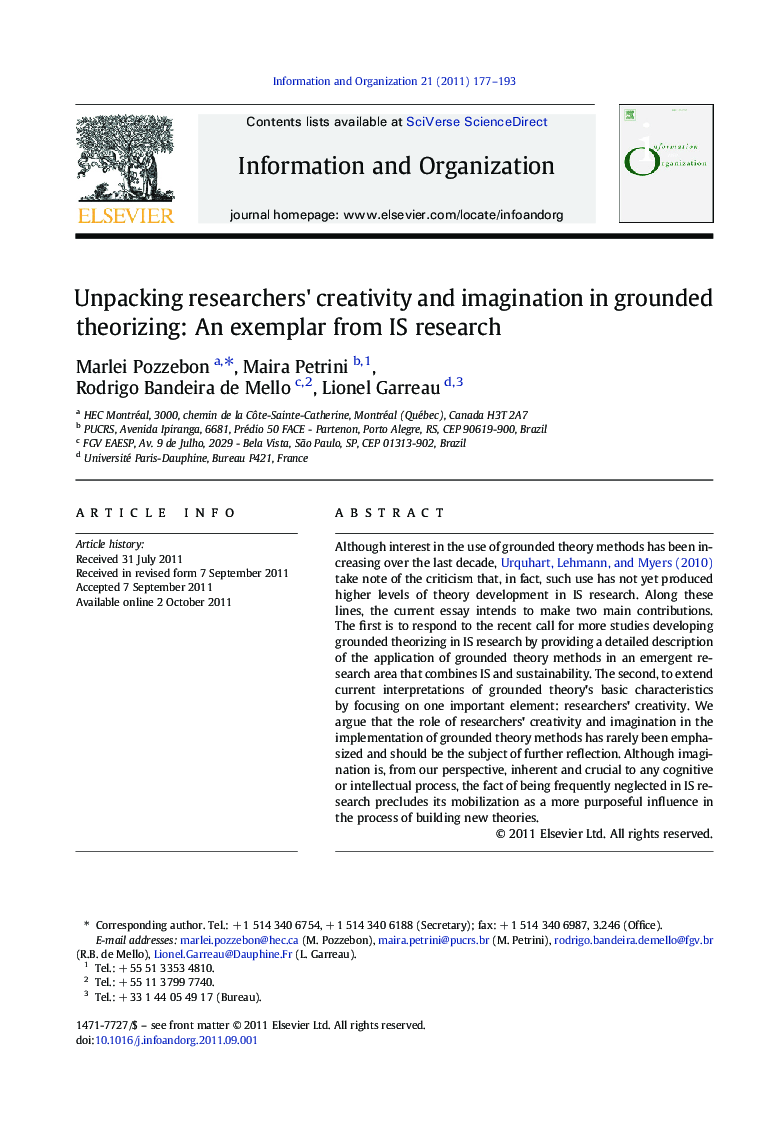 Unpacking researchers' creativity and imagination in grounded theorizing: An exemplar from IS research