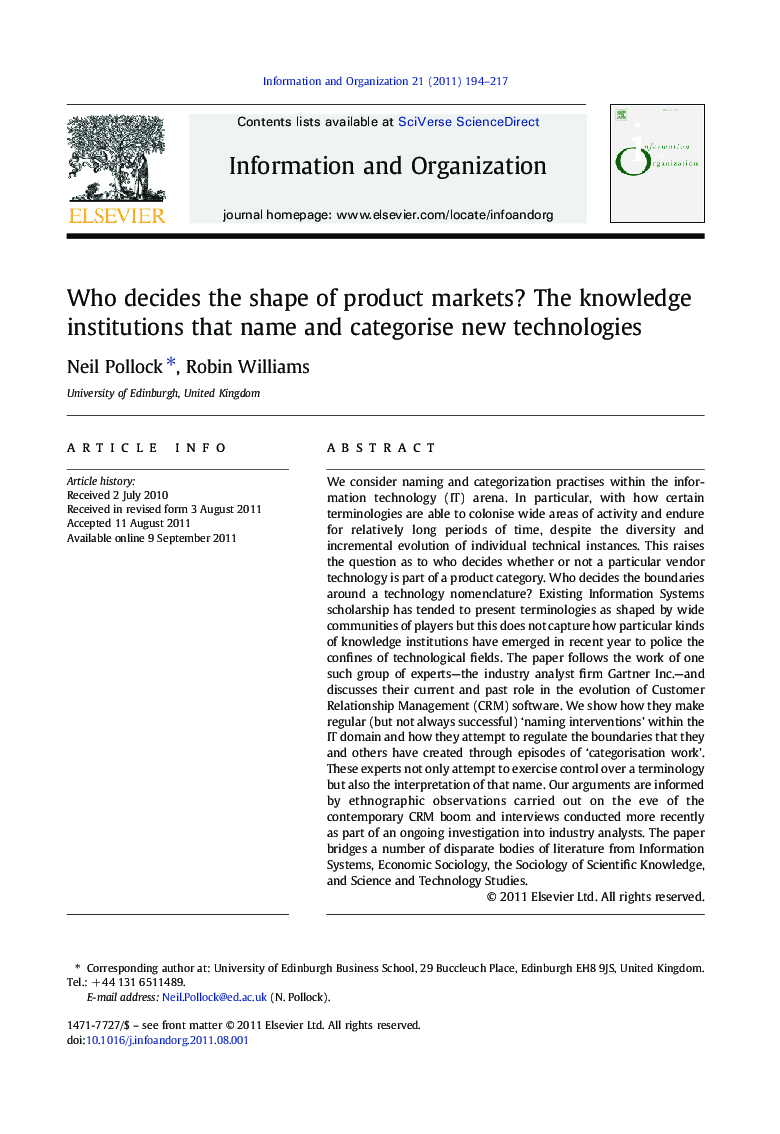 Who decides the shape of product markets? The knowledge institutions that name and categorise new technologies